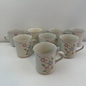 8 Vintage Sango Primavera Morning Glories Coffee Cup Mug Stoneware 8495 Pink